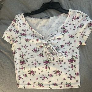 Shein white flower crop top
